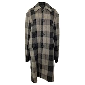 Acne Studios Check Coat in Grey Wool Grey