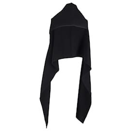 Valentino Garavani- Valentino Garavani VLTN Hooded Scarf with Pockets in Black Wool-Black