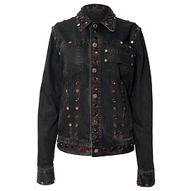 Giacca in denim nero di cotone impreziosita da gioielli Givenchy Nero