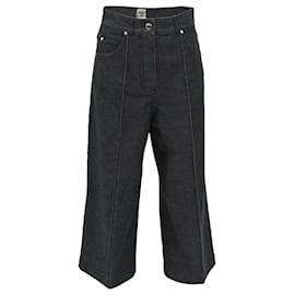 Hermès-Hermès Pintucked Straight Leg Jeans in Grey Cotton-Grey