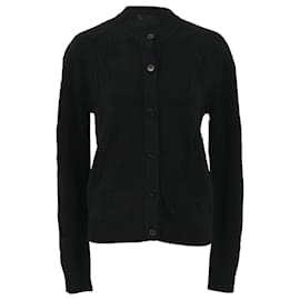 Hermès-Hermès Cable Knit Cardigan in Black Wool-Black