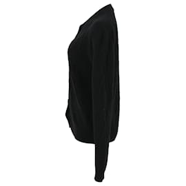 Hermès-Hermès Cable Knit Cardigan in Black Wool-Black