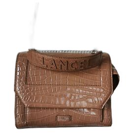 Bolsa Lancel Ninon M Marrom Couro Efeito Crocodilo Marrom
