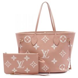 Louis Vuitton Neverfull MM Bicolor Monogram Empreinte Tote Bag Pink