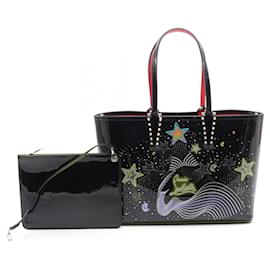 Christian Louboutin-Christian Louboutin Patent Leather CABATA SMALL Tote Bag 1235009M024-Black