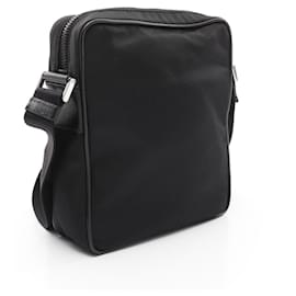 Prada-Prada Re-Nylon Saffiano Leather Shoulder Bag-Black