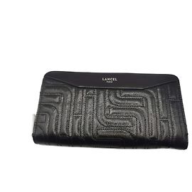 Lancel black quilted leather wallet Black