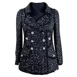 Chanel-Chiara Ferragni Logo Ribbon Tweed Jacket-Black