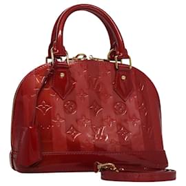 Louis Vuitton-LOUIS VUITTON Vernis Rayure Alma BB Bag 2way Pomme D'amour M91593 Auth 105512A-Red