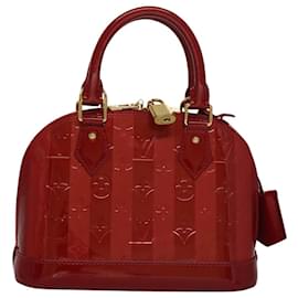 Louis Vuitton-LOUIS VUITTON Vernis Rayure Alma BB Bag 2way Pomme D'amour M91593 Auth 105512A-Red