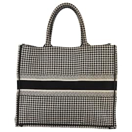 Christian Dior-Christian Dior Staggered Pattern Book Tote Bag Canvas Black White Auth bs20830-Black,White