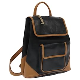 Saint Laurent-SAINT LAURENT Cassandra Backpack PVC Leather Black Auth bs21009-Black