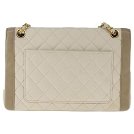 Chanel-CHANEL Matelasse Chain Hand Bag Lamb Skin Beige Gold CC Auth bs21211-Beige,Golden