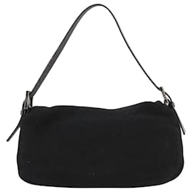 Fendi-Sac à épaule FENDI Mamma Baguette en tricot noir Auth mr909A-Noir