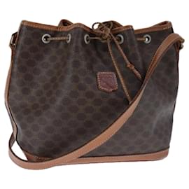 Céline-CELINE Macadam Canvas Shoulder Bag PVC Leather Brown Auth 104364-Brown