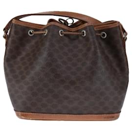 Céline-CELINE Macadam Canvas Shoulder Bag PVC Leather Brown Auth 104364-Brown