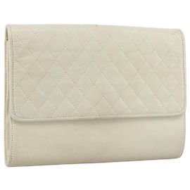 Bolsa Clutch de couro branco SAINT LAURENT Auth bs21008 Branco