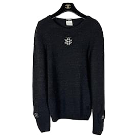 Chanel-5K$ Jewel Gripoix Detail Cashmere Jumper-Black
