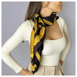 Hermès-Foulard 90 Silk Armetes en Panache Black-Black