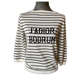 Dior-Very beautiful fine striped Dior sweater in sailor style or marine sweater. Perfect condition. Model I love Capri. Size and composition label missing. But it is a size 38 in silk and cotton.-Cream