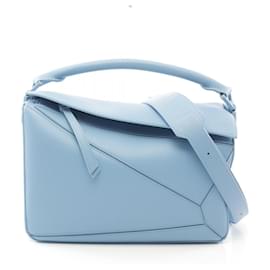 Loewe-Loewe Puzzle Handbag in Blue Leather-Blue