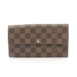 Louis Vuitton-Louis Vuitton Portefeuille Sarah Bi-fold Long Wallet-Brown,Damier ebene
