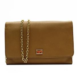 Dolce & Gabbana-Dolce & Gabbana Camel Leather Shoulder Bag-Camel