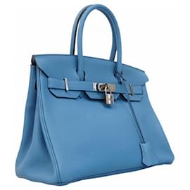 Hermès-Hermes Birkin 30 Togo Handbag in Azur-Blue