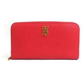 Burberry Red Leather Long Wallet Red