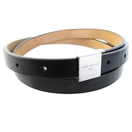 Louis Vuitton-Louis Vuitton Black Leather and Metal Belt-Black