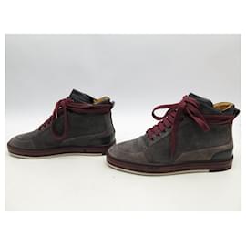 Berluti-SAPATOS BERLUTI BASKETS 0165 7.5 41.5 EM CAMURÇA CINZA TÊNIS ALTO-Cinza
