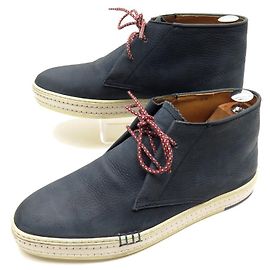 BERLUTI SHOES CERNOBBIO S3697 8 42 BLUE LEATHER HIGH SNEAKERS Blue