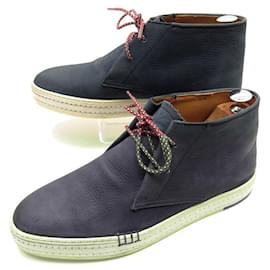 Berluti-BERLUTI SHOES CERNOBBIO S3697 8 42 BLUE LEATHER HIGH SNEAKERS-Blue