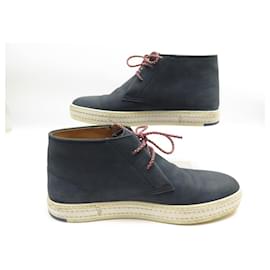 Berluti-BERLUTI SHOES CERNOBBIO S3697 8 42 BLUE LEATHER HIGH SNEAKERS-Blue