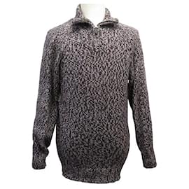 Hermès-PULL HERMES GILET TRUCKER COLLAR MOULINE H427320HAFYLA SIZE L 54 SWEAT-Grey