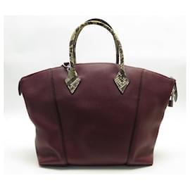 Louis Vuitton-NEW LOUIS VUITTON LOCKIT MM HAND BAG IN LEATHER & PYTHON N92168-Dark red