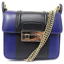 Lanvin-NEW LANVIN JIJI MINI BAG TWO-TONE BLUE BLACK SHOULDER BAG-Other