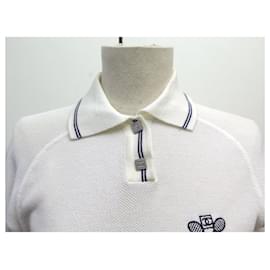 Chanel-POLO CHANEL LOGO CC EMBROIDERED P25332V01823 L 44 WHITE COTTON TOP SHIRT-White