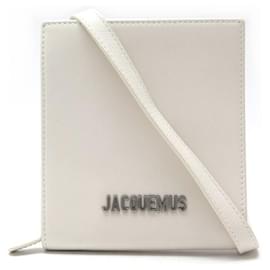 Jacquemus-NINE HANDBAG CLUTCH JACQUEMUS LE GADJO 215SL02 LEATHER STRAP BAG-White