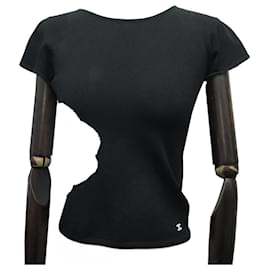 Chanel-HIGH CHANEL TOP CAMELIA P23128V01544 M 40 BLACK AND WHITE CAMELLIA T-SHIRT-Other