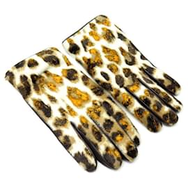 Bottega Veneta-NINE BOTTIGA VENETA LEOPARD PRINT GLOVES SIZE 8.5 PULLED LEATHER GLOVES-Other
