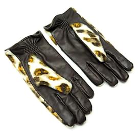 Bottega Veneta-NINE BOTTIGA VENETA LEOPARD PRINT GLOVES SIZE 8.5 PULLED LEATHER GLOVES-Other