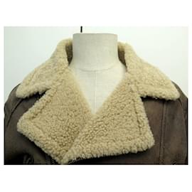 Belstaff-NINE BELSTAFF BOMBER JACKET L 52 SHEARLING LEATHER COAT-Brown