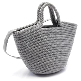 Balenciaga-Balenciaga Ibiza Small Basket Handbag Nylon Leather-Grey
