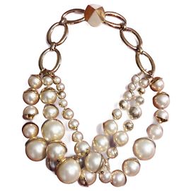 Christian Dior Perlenhalskette Goldfarben Golden