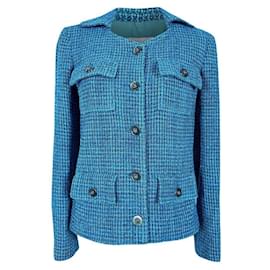 Chanel-New 2022 Spring Turquoise Tweed Jacket-Turquoise