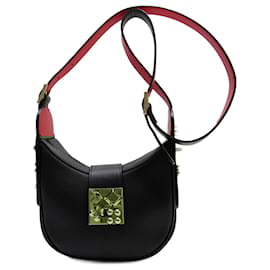 Christian Louboutin-Christian Louboutin Black and Red Leather Shoulder Bag-Black,Red