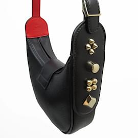 Christian Louboutin-Christian Louboutin Black and Red Leather Shoulder Bag-Black,Red