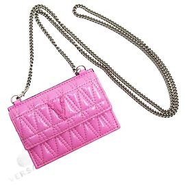 Versace Pink Patent Leather Card Case Pink