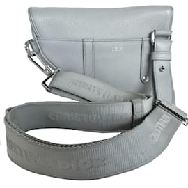 Christian Dior-Christian Dior Light Gray Saddle Bag-Grey